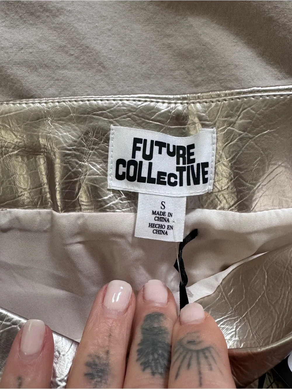 NWT Future Collective Metallic Mini Skirt with Side Zip